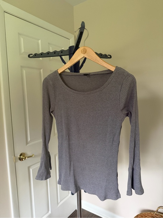 J. Crew Tops - J. Crew Ribbed Scoop-Neck Long Sleeve Top - Gray
